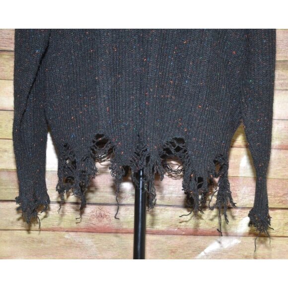 Ninexis Ladies Black Speckled Distressed Sweater Size S Witchy Whimsey Goth - Picture 10 of 12